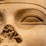 A close-up of a Pharaoh's bust.