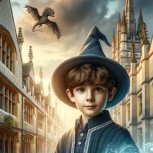 A young wizard in a magical Oxford