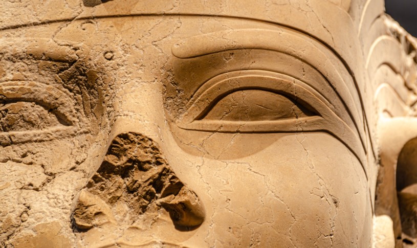 A close-up of a Pharaoh's bust.