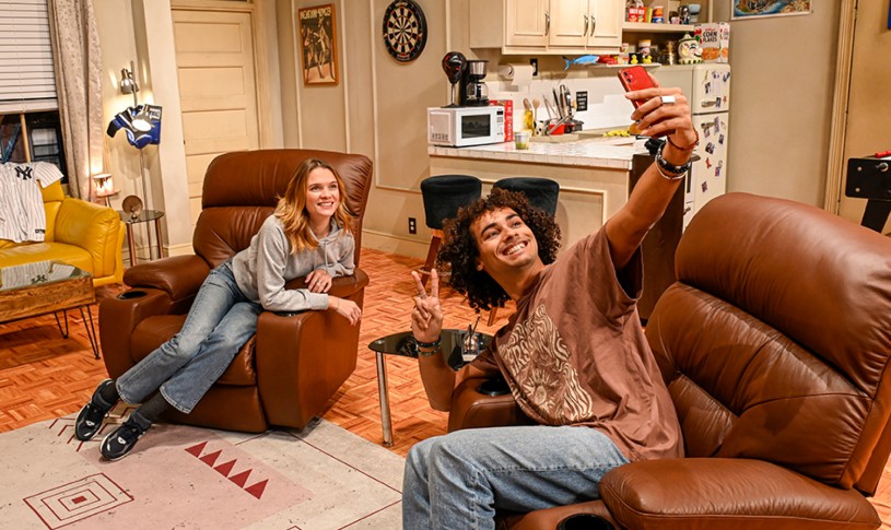 Two friends taking a selfie on the Boys' recliners