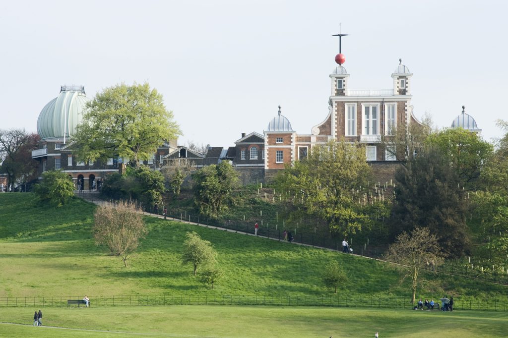 A photo taken in Greenwich Park showing the Royal Observatory in Greenwich.